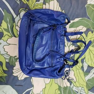 Cobalt blue leather shoulder bag